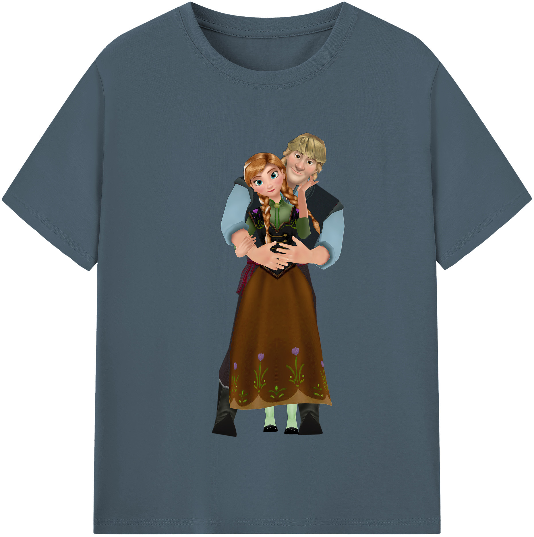 （画像用） アナと雪の女王 アンナ エルサ Frozen Anna Elsa 綿100％半袖Tシャツ（フロントプリント）
